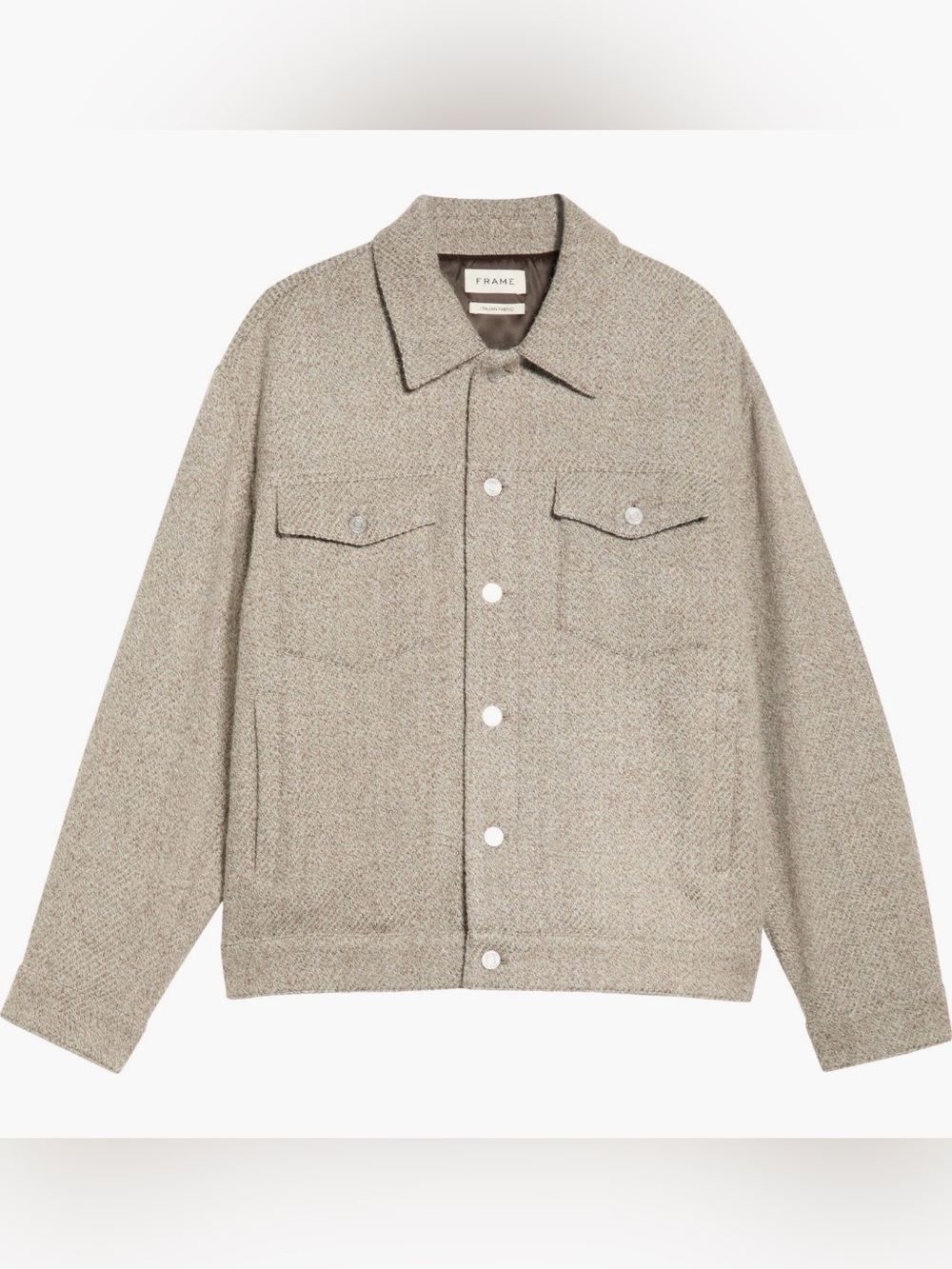 FRAME Tweed Trucker Jacket Men’s M Light Taupe Wool Alpaca Made Italy NWT $898